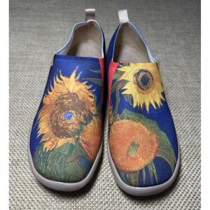 UIN Women's Sunflower Slip-On Flats - Blue/Yellow/Green